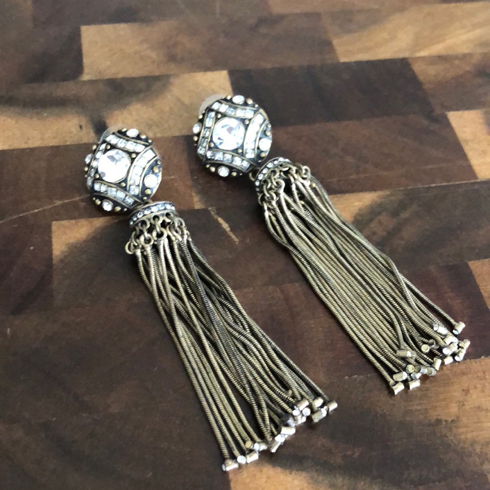 AT Antiqued Gold Earrings w/ Rhinestone detail